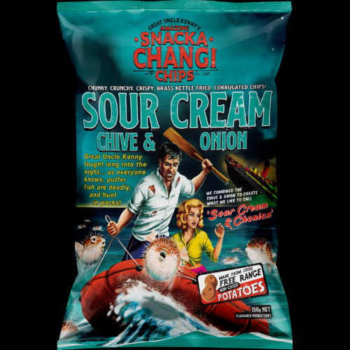 Snacka Changi Chips Kettle Fried Sour Cream Chive Onion Potato Chips 150g