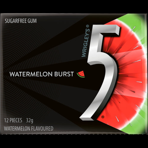 5 Gum Sugar-Free Watermelon Burst Gum Sticks 10 x 32g