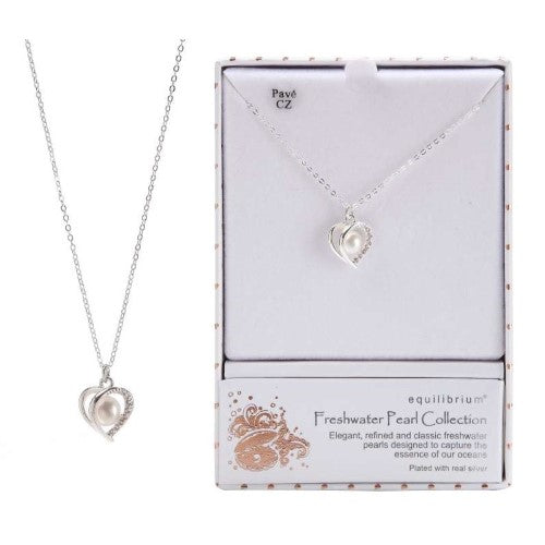 Equilibrium Modern Heart Fresh Water Pearl Necklace