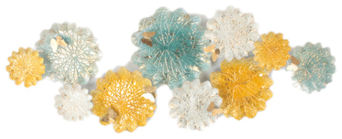 Vibrant floral and butterfly metal wall art, enhancing decor with nature's beauty and artistic elegance.