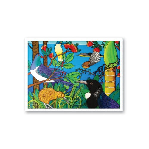 Stunning framed canvas print featuring vibrant New Zealand birds, perfect for nature lovers and home decor.