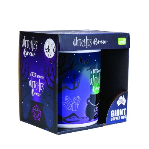 A large ceramic mug with a mystical witch and cauldron design, holding 900ml for coffee or tea lovers.