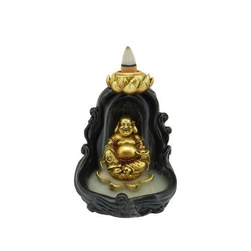 Buddha statue on lotus pool, 10.7 cm tall, hand-painted resin decor for tranquility and mindfulness in any space.