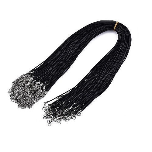 Pack of 50  Black Wax Cord Necklace with Clasp
