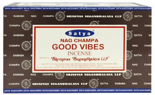 Incense - Sathya Nag Champa GOOD VIBES 15gm (Box of 12)