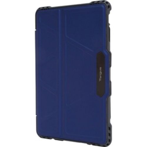 Blue Targus Pro-Tek Flip Carrying Case for Samsung Galaxy Tab S4, featuring military-grade drop protection and a magnetic closure.