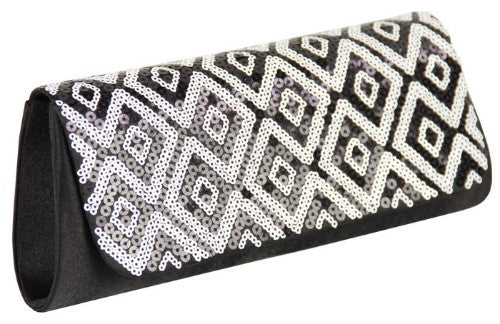 Elegant clutch bag with a diamond pattern, featuring a shoulder strap and spacious design for essentials, perfect for any occasion.