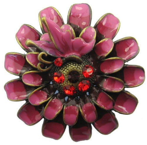 Colorful enamel flower brooch featuring intricate details, perfect for adding elegance to any outfit.