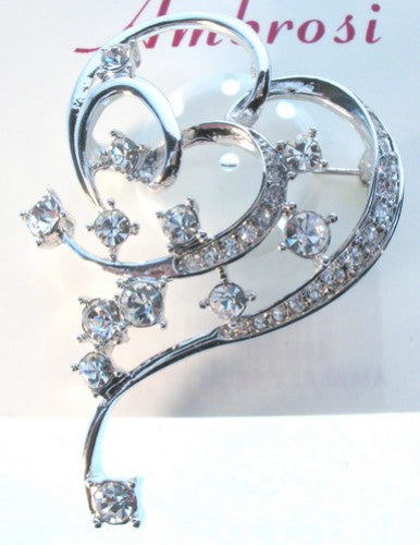 Elegant rhodium-plated brooch with intricate design, perfect for elevating any outfit for any occasion.