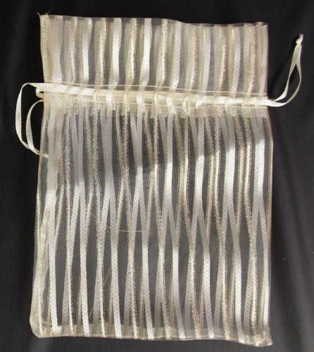 Pack of 50 elegant gold organza bags, ideal for gifts and favors at special events; lightweight with drawstring closure.