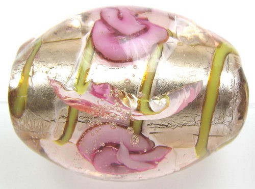 12x17 oval rose foil beads, 20pcs; elegant and versatile for jewelry making and crafts.