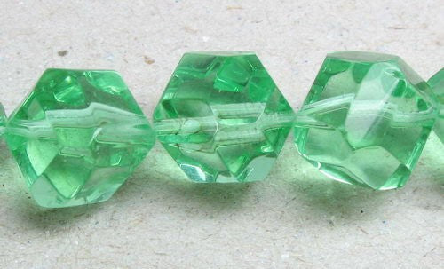 10mm faceted diagonal cube glass beads, 25pcs, ideal for jewelry making and crafting, featuring a sparkling and elegant design.