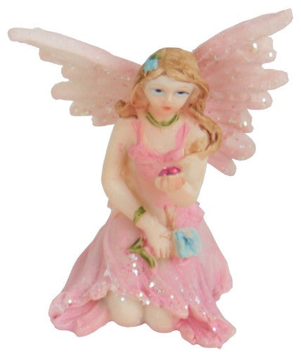 Set of 24 fairy ornaments in pastel colors, each holding a crystal, perfect for whimsical home decor or gift-giving.