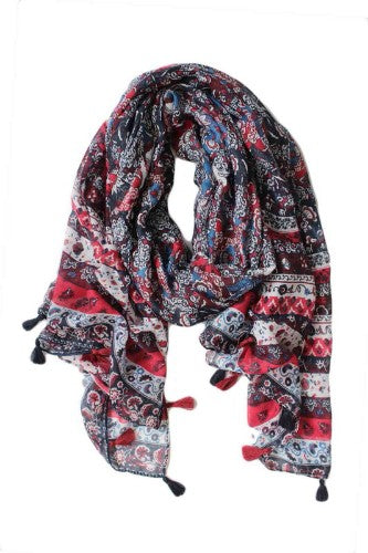Multi Pattern Scarf - Version 3 in vibrant designs, 100% polyester, lightweight and versatile for stylish layering.