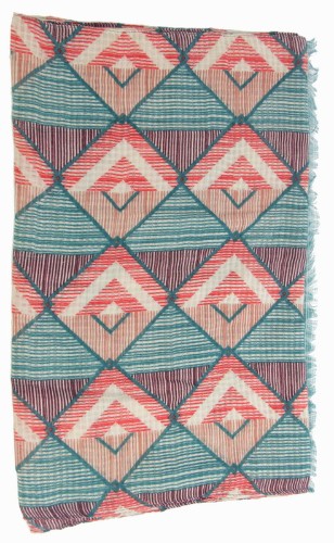 Lightweight multi-pattern scarf in soft polyester, perfect for draping or styling as a head wrap or bag accessory.