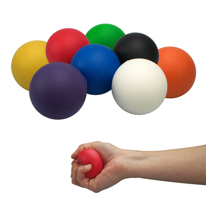 A pack of 20 colorful 7cm stress balls designed for stress relief and hand dexterity, suitable for all ages.