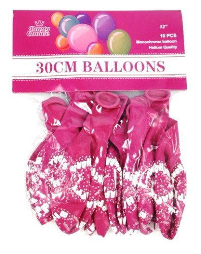 Vibrant hot pink Happy Birthday balloons, 120 units, perfect for festive celebrations and eco-friendly decoration.