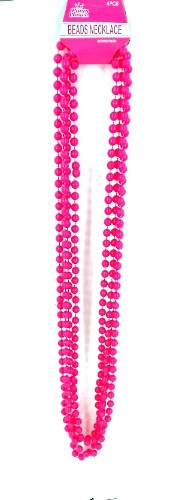 Set of 4 pink long bead necklaces, 83cm each, perfect for layering or individual wear, stylish and durable.