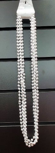 Set of four elegant silver long bead necklaces, each 83cm long, perfect for layering or solo styling.