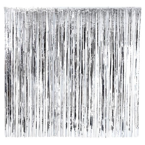 Elegant silver foil door curtain measuring 1x3m, perfect for parties, privacy, and enhancing home decor.