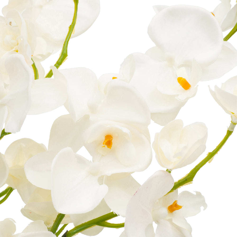 Large artificial white orchids in a stylish vase, 750mm tall, perfect for adding elegance without maintenance.