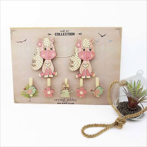 Art Pegs featuring a whimsical pony design, perfect for displaying kids' artwork and photos in a vibrant gallery.