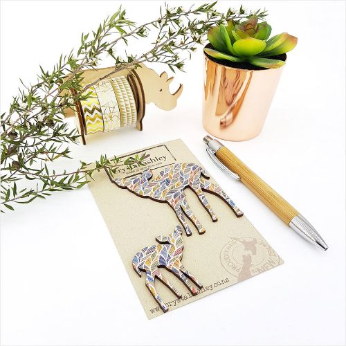 Whimsical Bambi wall art with a feather pattern and mini shapes, perfect for nurseries and living spaces.