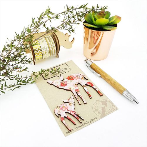 Bambi wall art featuring soft pink florals, perfect for nurseries and children's rooms, made from lightweight 3mm MDF.