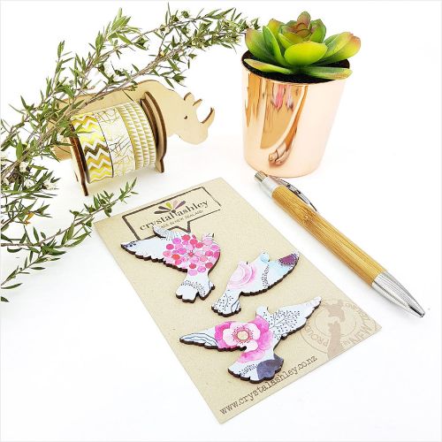 Blue floral wall art set featuring mini dove shapes, crafted from durable MDF for elegant home decor.