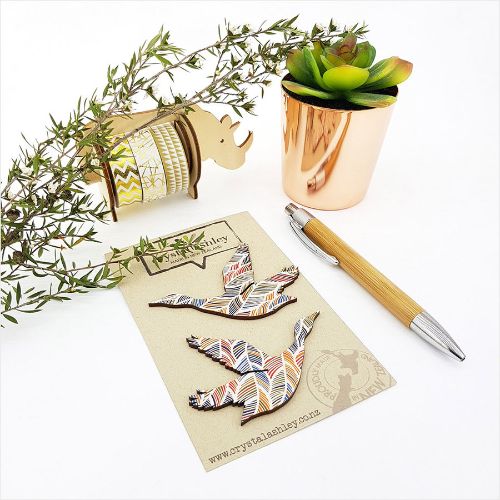 Mini Duck Feather Wall Art in MDF, showcasing a charming pattern perfect for nature-themed decor and bird lovers.