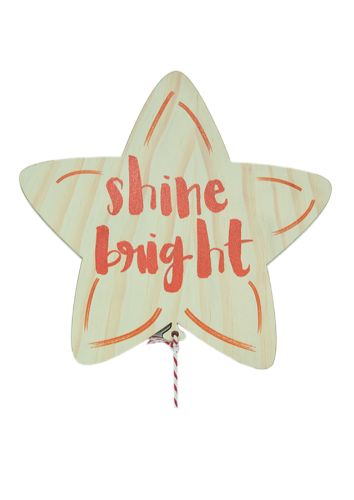 Whimsical sheep art peg with star for displaying kids' artwork, made from eco-friendly pine veneer.