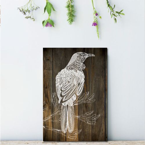 Kiwiana Wall Art featuring a Tui bird illustration on lightweight plywood, perfect for stylish home decor.