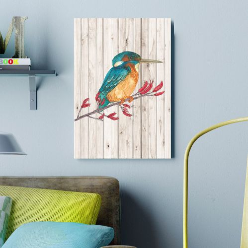 Vibrant Kiwiana wall art featuring a majestic Kingfisher, printed on eco-friendly plywood, perfect for home decor.