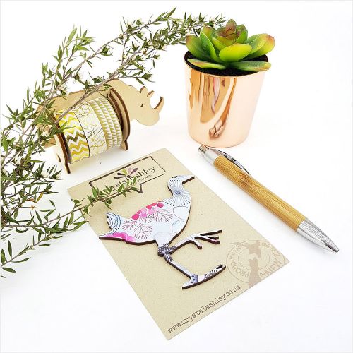 Colorful wall art featuring a Pukeko bird among vibrant blue florals, perfect for enhancing any room's decor.