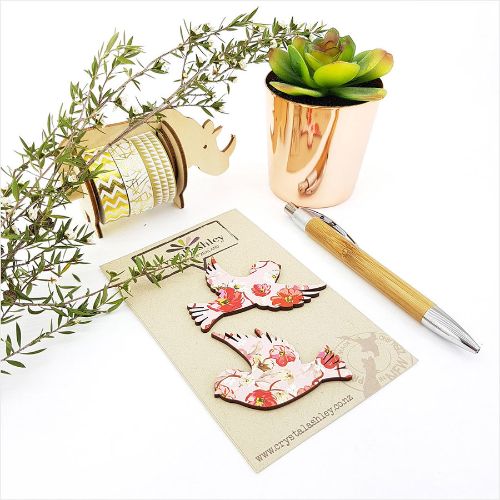 Enchanting wall art featuring sparrows and pink florals, perfect for nature-inspired home decor.