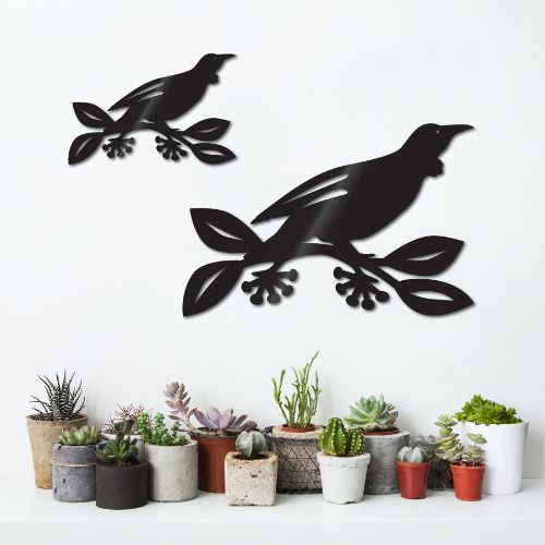 Kiwiana wall art featuring a Tui on Pohutukawa, crafted from durable ACM, perfect for indoor or outdoor display.