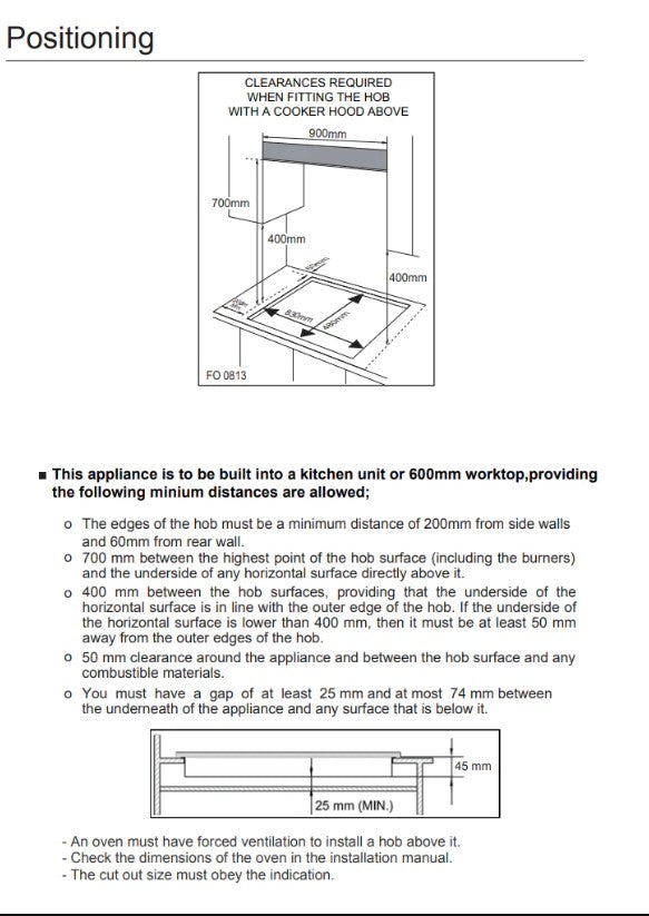Midea 90cm black glass gas cooktop with three burners, including two wok burners, automatic ignition, and flame safety features.