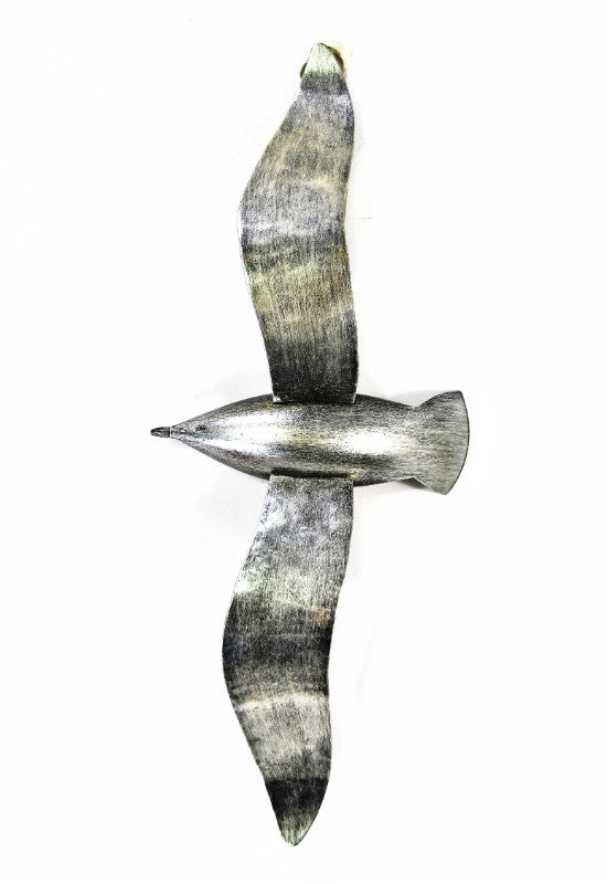 Large silver seagull wall hanging, 15 x 5 x 36cm, adds coastal charm and elegance to any living space.