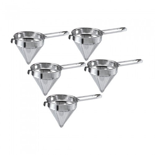 Chef Inox conical strainer in 18/8 stainless steel, with a coarse mesh design, perfect for straining and sifting kitchen tasks.