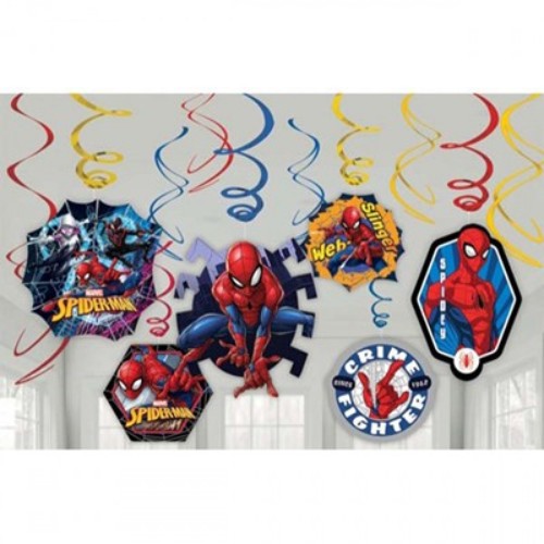 Spiderman Webbed Hanging Swirls Decorations Value  Pack Pack of 12