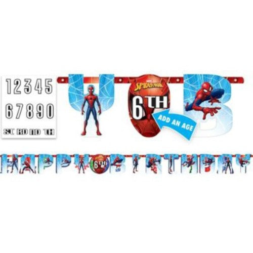 Spiderman Webbed Add an Age Banner Happy Birthday