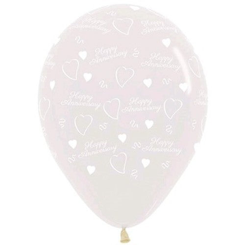 30cm crystal clear latex balloons in a pack of 6, perfect for elegant anniversary and celebration decorations.