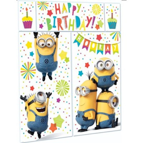 Vibrant Despicable Me Minion decorations pack featuring banners and cutouts for a fun birthday celebration.