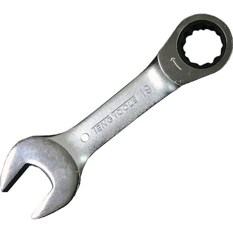 Teng Stubby Ratchet Combination Spanner 11mm, durable chrome vanadium steel, ideal for tight spaces and versatile mechanical tasks.