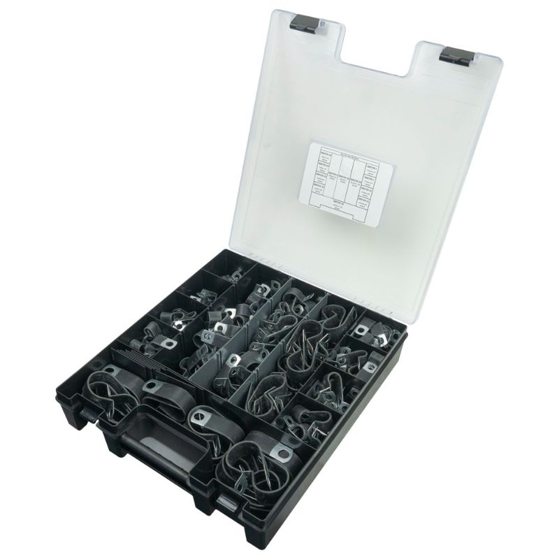 Kale 210pc Cable Clamp PVC/P-Clip Assortment, durable cable management solution with various sizes for all wiring projects.
