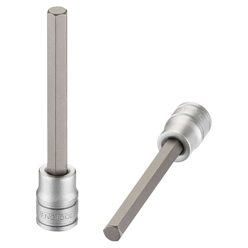 Teng 3/8in drive long hex bit socket 8mm, made from chrome vanadium steel, ideal for tight spaces and high-torque applications.