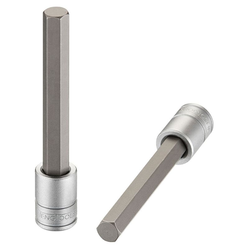 Teng 3/8in Dr. Long Hex Bit Socket 10mm, durable chrome vanadium steel, ideal for deep-set screws and versatile fastener fit.