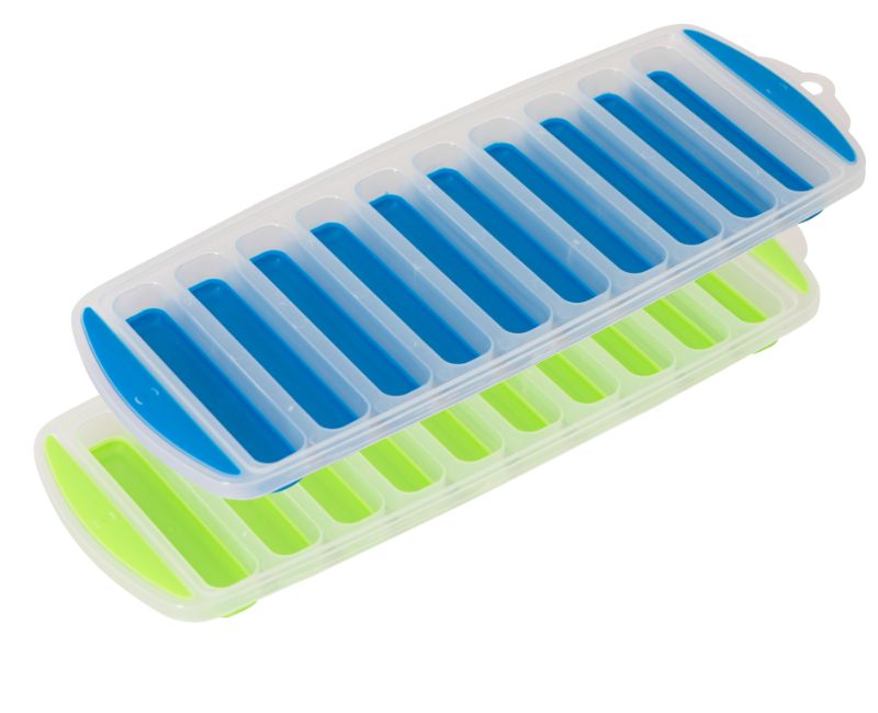 Avanti 10 Cup Pop Ice Tray Set, featuring two flexible trays for easy-release long stick ice cubes, BPA-free and dishwasher safe.