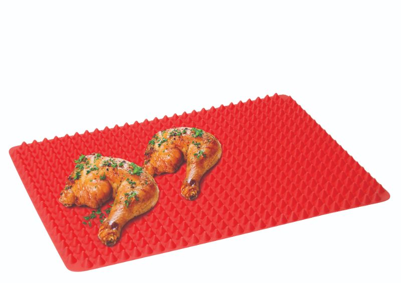 Avanti Silicone Fat Reducing Cooking Mat with elevated cones for healthier meals and easy cleanup; 41cm x 29cm, BPA-free.
