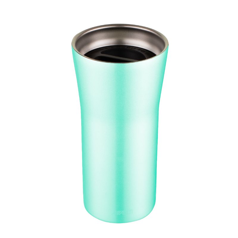 Avanti 360 GoCup Travel Mug in mint, 355ml, features borosilicate glass, spill-proof lid, and silicone sleeve for on-the-go sipping.